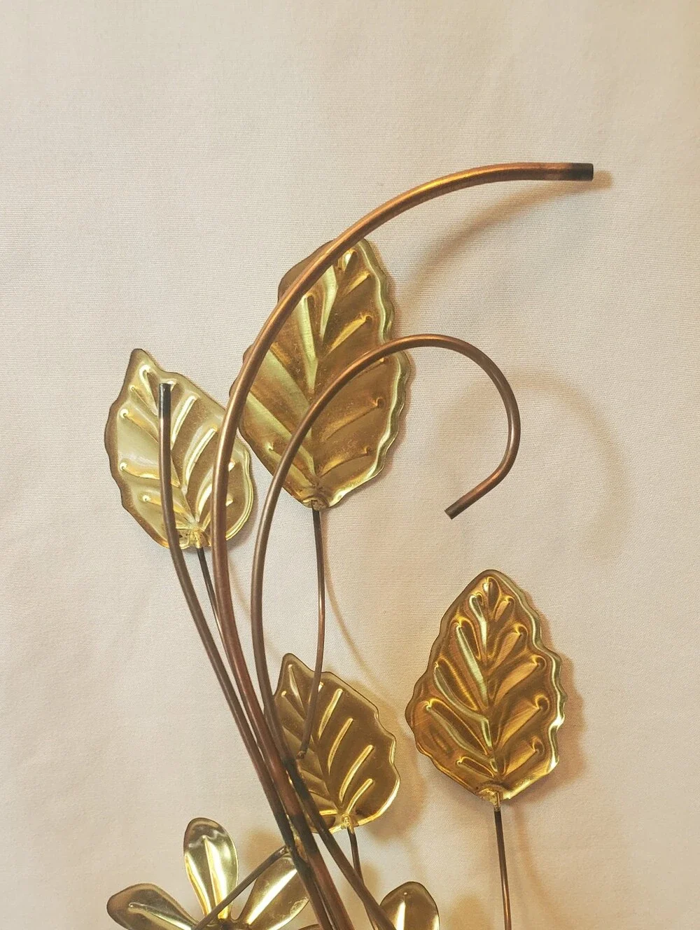 Homco Home Interiors Vtg Brass Gold Leaf Flower Metal Wall Art Branch MCM Retro